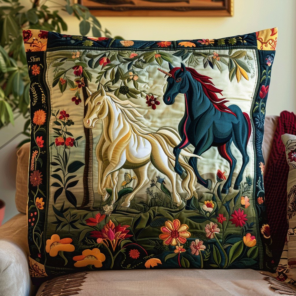 Equine Art Mystical Steeds Quilted Cushion Cover printed cushion cover