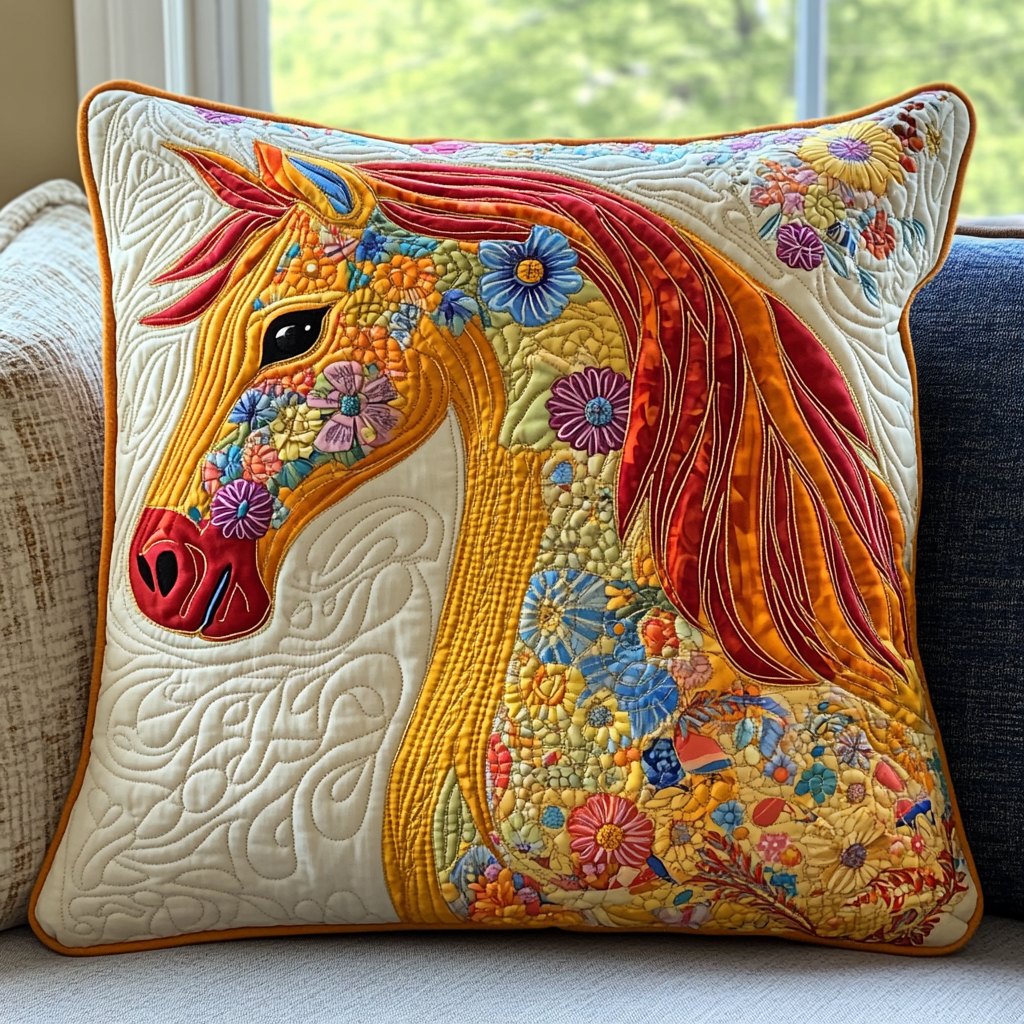 Equine Dream Quilted Cushion Cover printed cushion cover