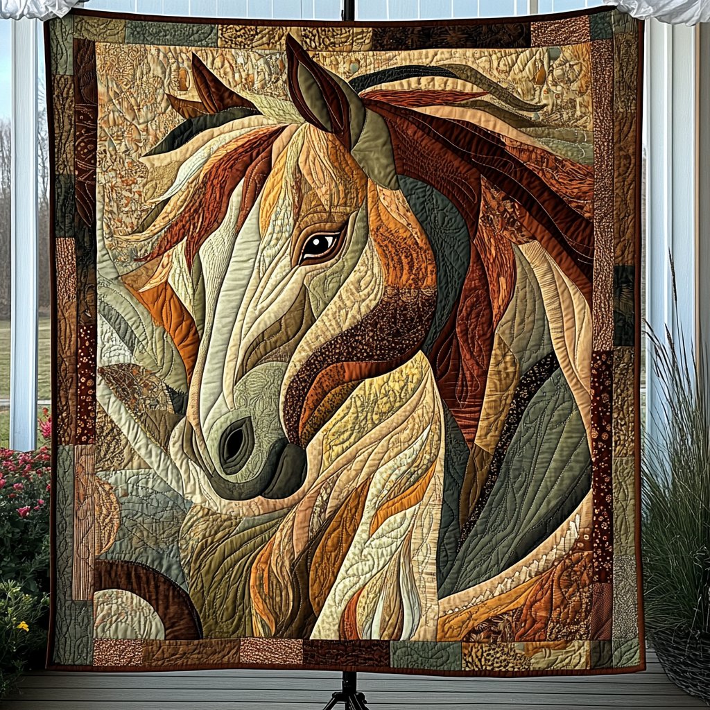 Equine Elegance Quilted Blanket printed blanket