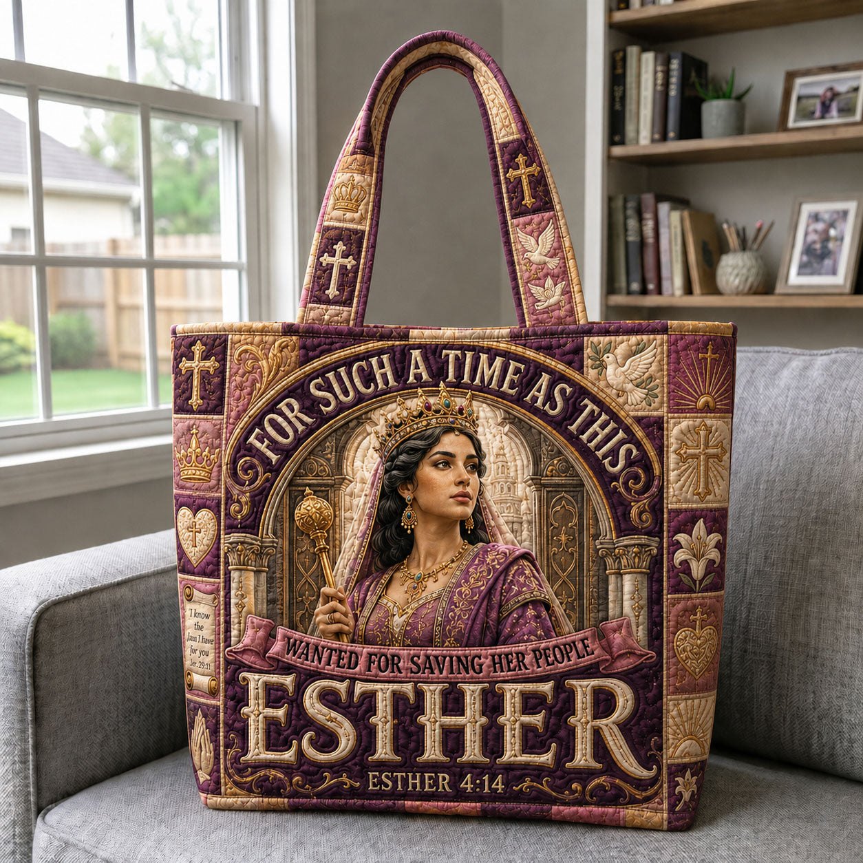 Esther Purpose 4 14 Quilted Tote Bag printed quilted tote bag