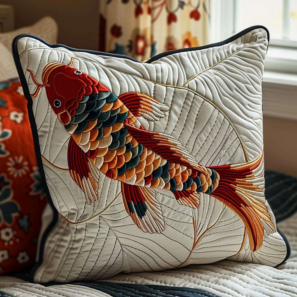 Eternal Koi Quilted Cushion Cover printed cushion cover