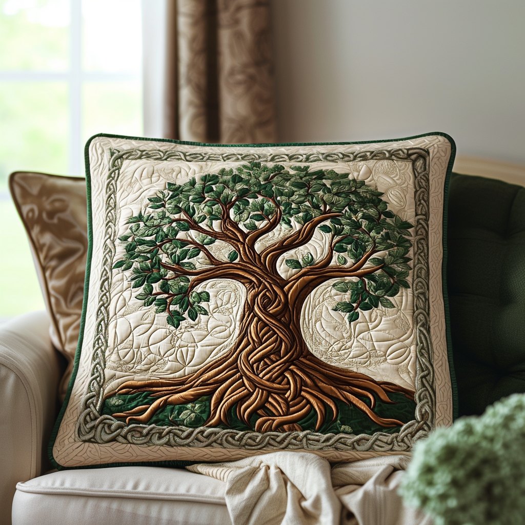 Eternal Roots Quilted Cushion Cover printed cushion cover