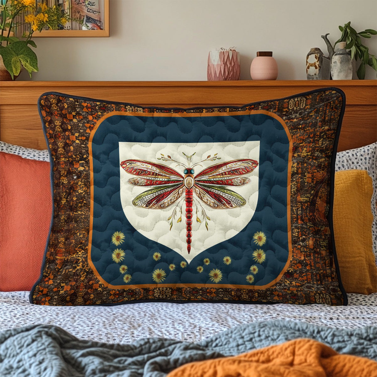 Ethereal Dragonfly Quilted Bedding Cushion Cover printed cushion cover