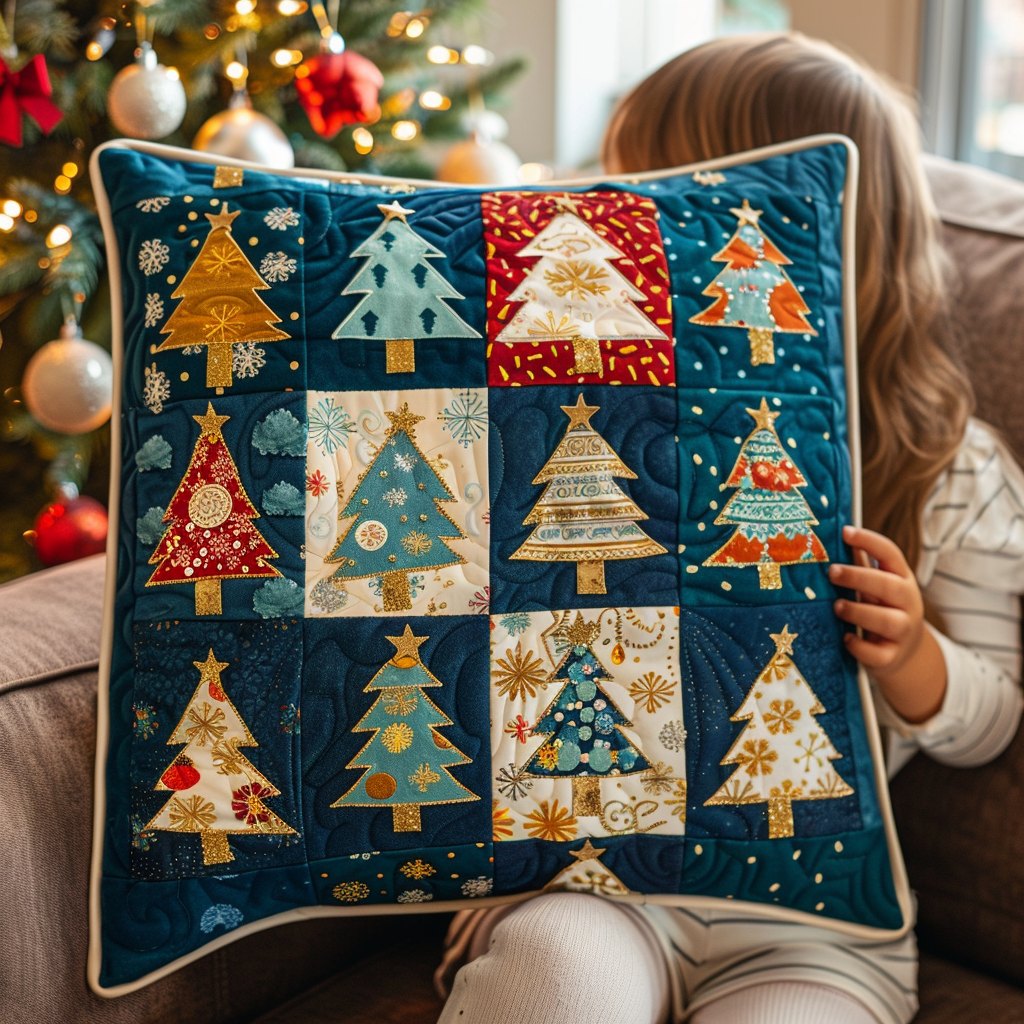 Evergreen Christmas Quilted Cushion Cover printed cushion cover