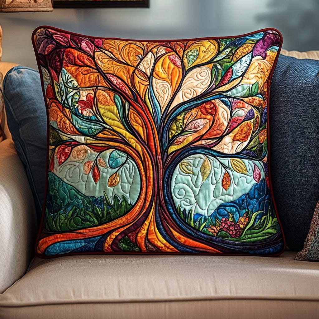 Evergreen Embrace Quilted Cushion Cover printed cushion cover