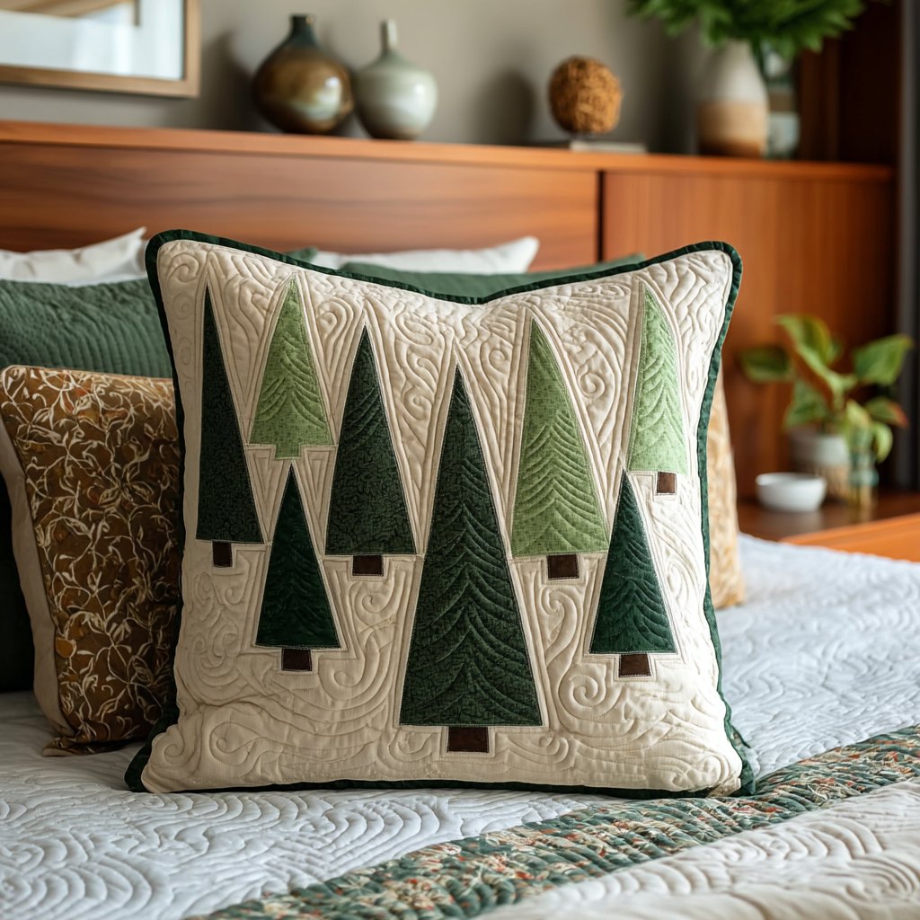 Evergreen Forest Quilted Bedding Cushion Cover printed cushion cover