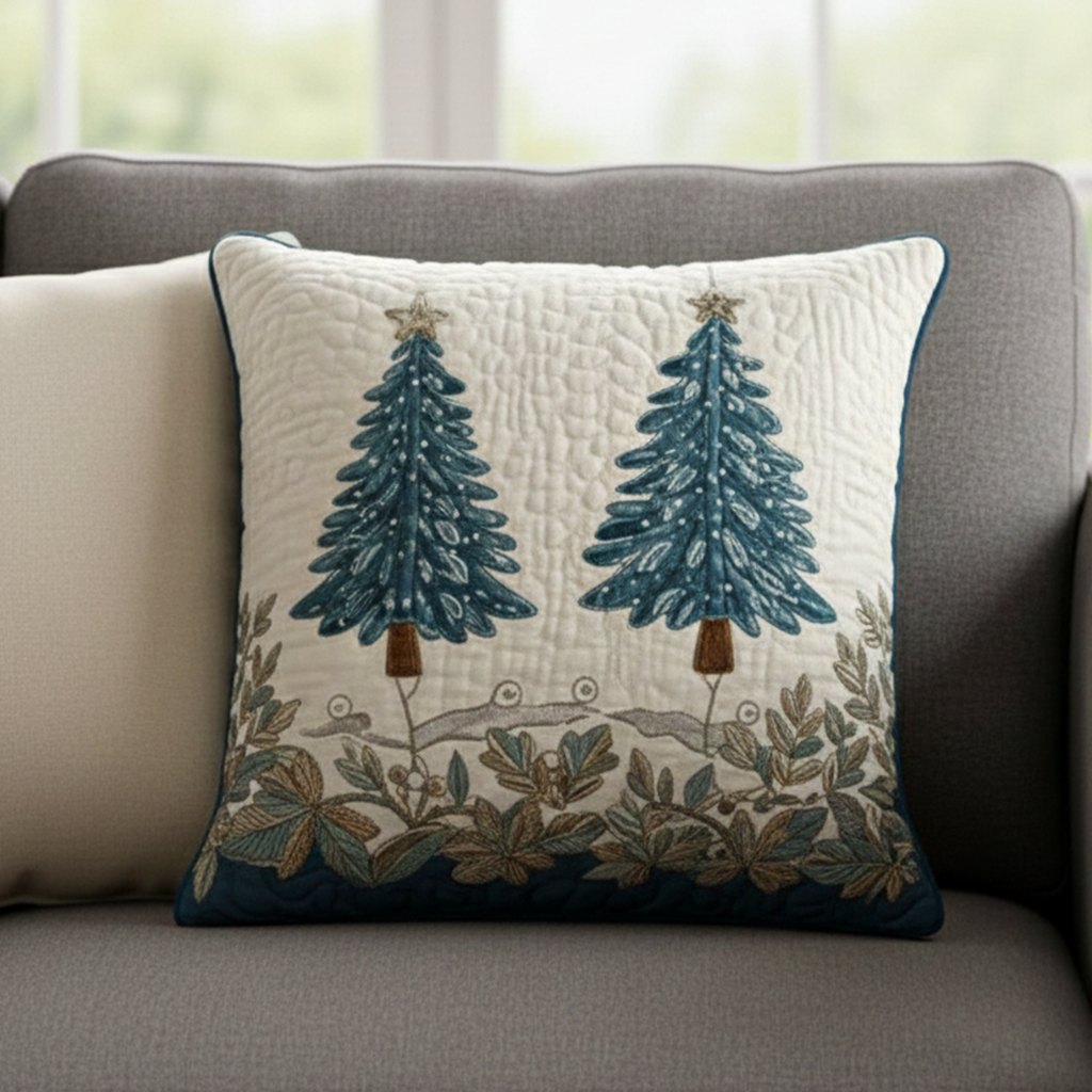 Evergreen Sparkle Quilted Cushion Cover printed cushion cover