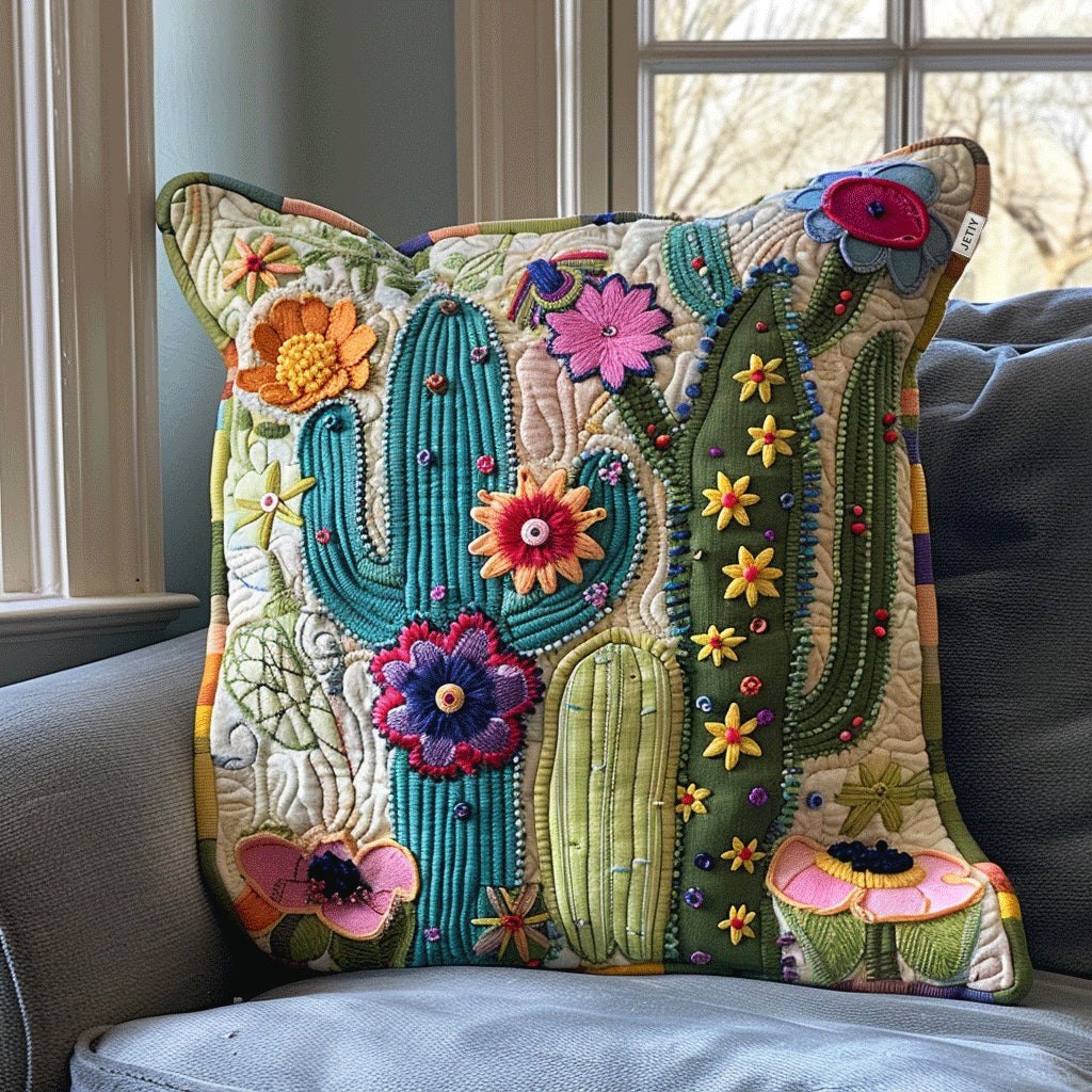 Exquisite Desert Cactus Quilted Cushion Cover printed cushion cover