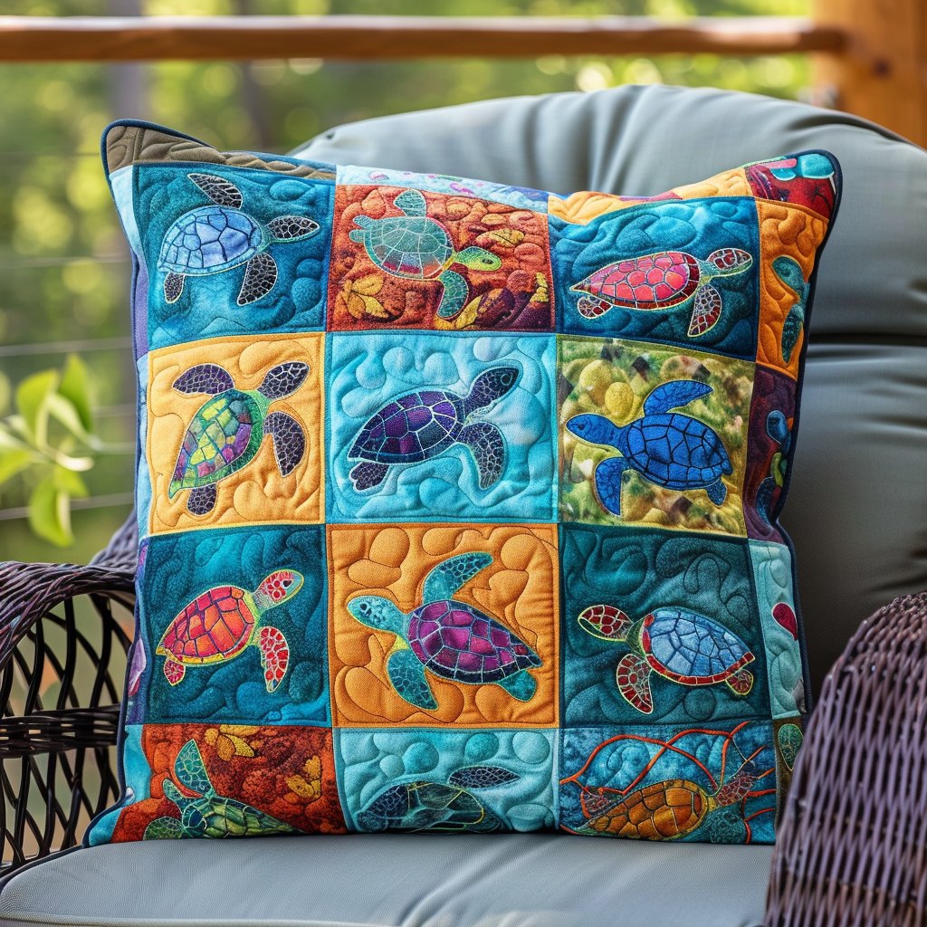 Exquisite Turtles Quilted Cushion Cover printed cushion cover