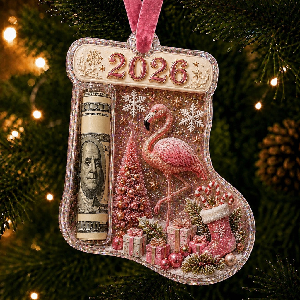 Flamingo Cash Clip Christmas Ornament