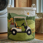 Fairway Dreams Quilted Laundry Hamper printed laundry hamper
