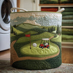 Fairway Dreams Quilted Laundry Hamper printed laundry hamper