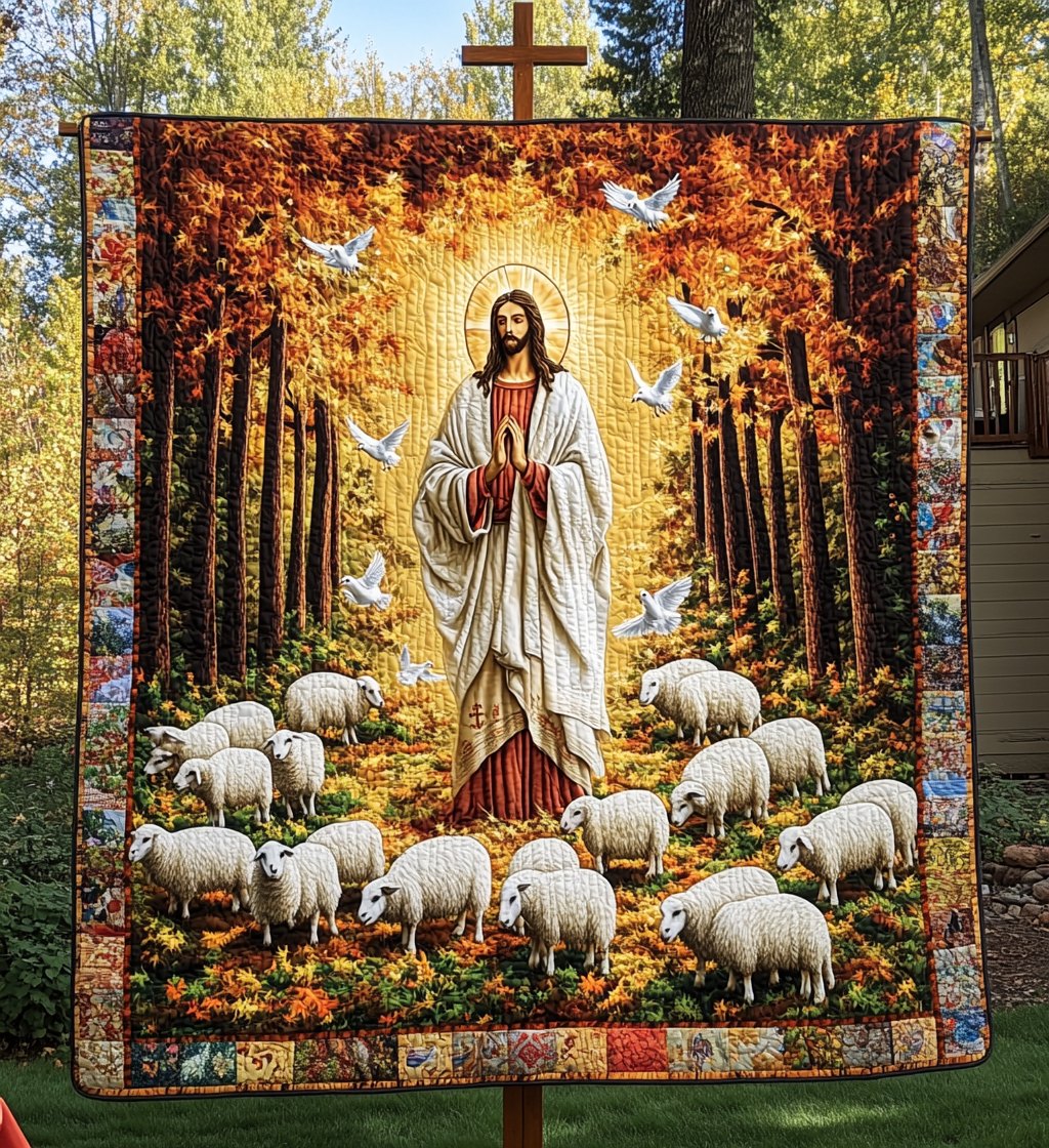 Faith In God Light Of Jesus Quilted Blanket printed blanket