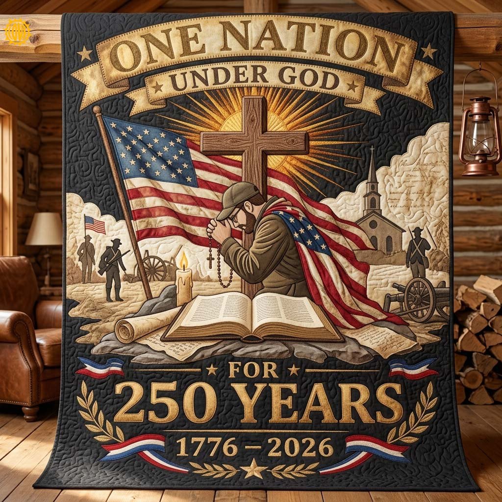 Faithful Freedom Quilted Blanket printed blanket