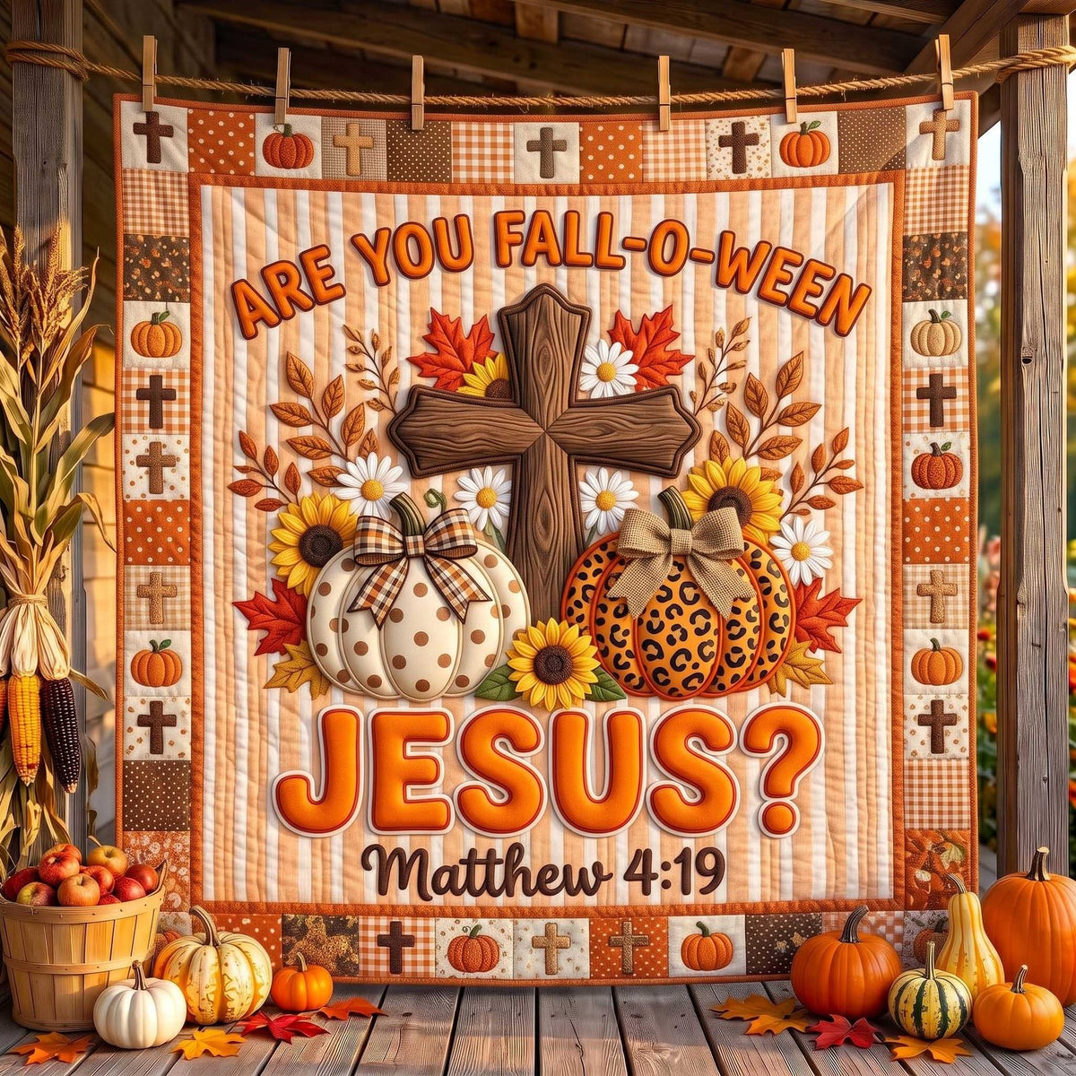 Fall For Jesus Quilted Blanket printed blanket