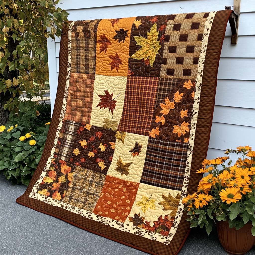 Fall Maple Magic Quilted Blanket printed blanket