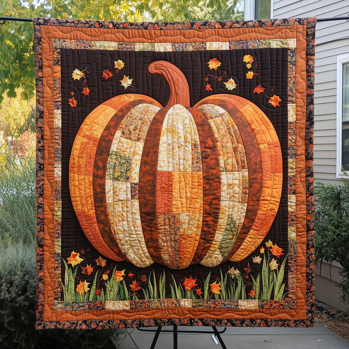 Fall Pumpkin Quilted Blanket printed blanket