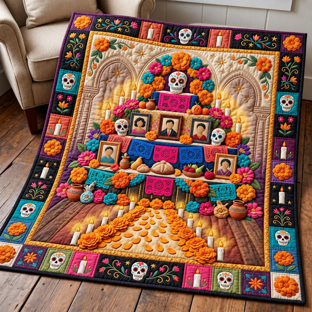 Family Ofrenda Quilted Blanket printed blanket
