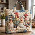 Farmhouse Chicken Quilted Tote Bag printed quilted tote bag
