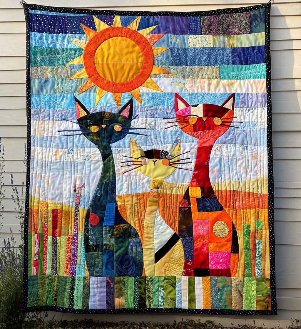Feline Fiesta Quilted Blanket printed blanket
