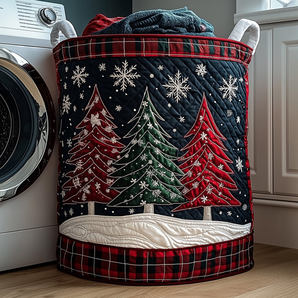 Festive Fir Quilted Laundry Hamper printed laundry hamper