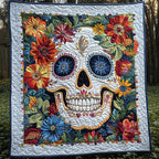 Festive Floral Skull Quilted Blanket printed blanket