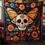 Festive Floral Sugar Skull Quilted Blanket printed blanket