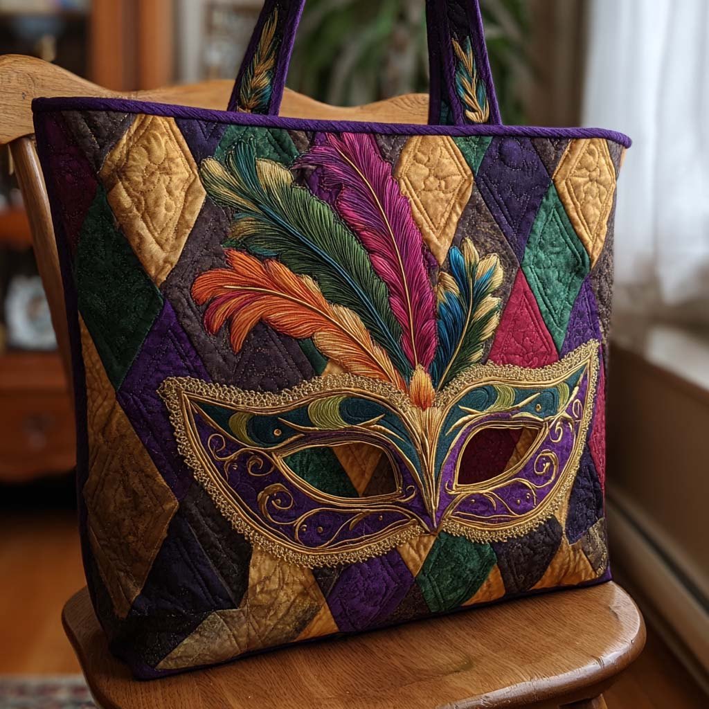 Festive Nights Quilted Tote Bag printed quilted tote bag