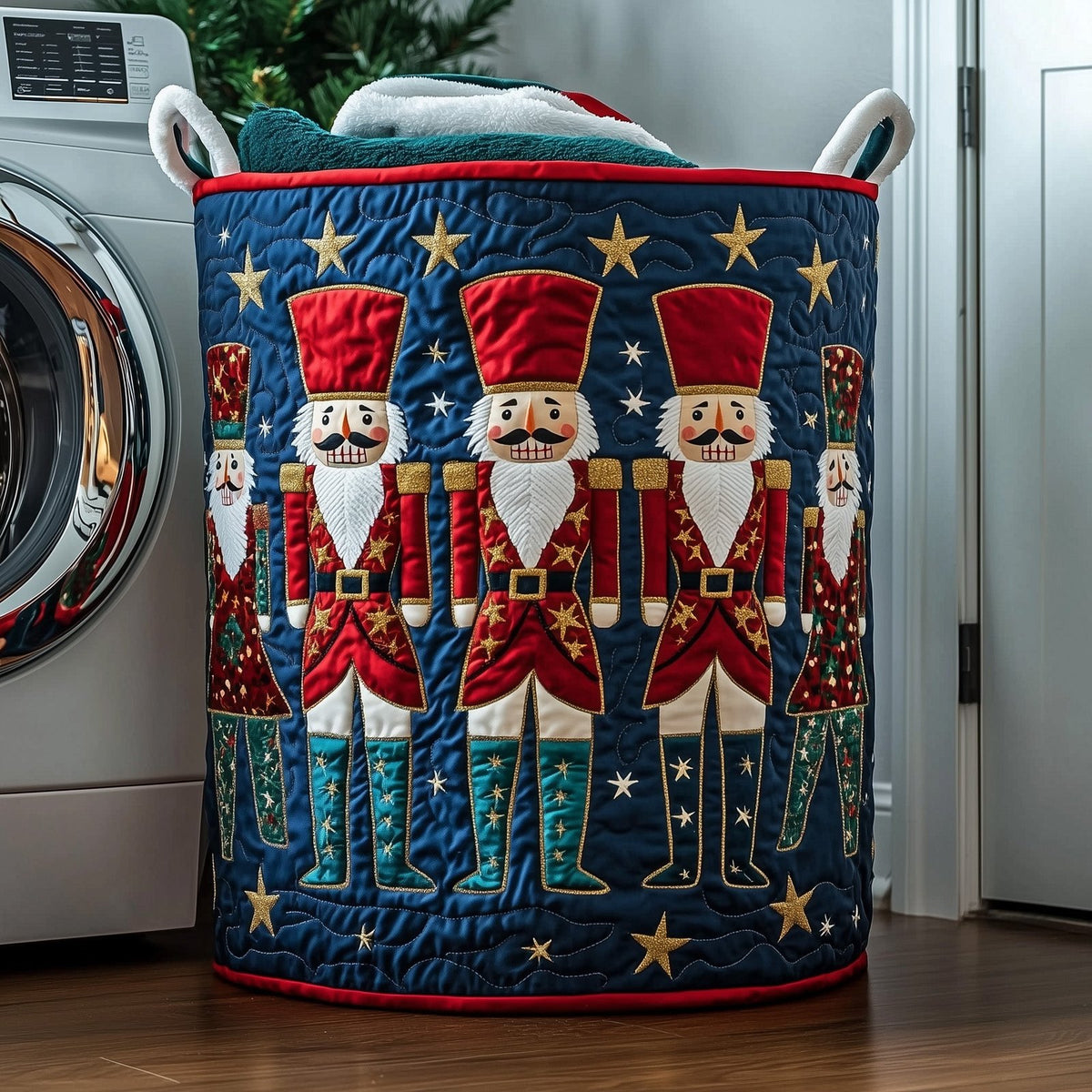 Festive Nutcracker Quilted Laundry Hamper printed laundry hamper