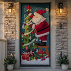 Festive Santa Delight Quilted Door Curtain printed door curtain