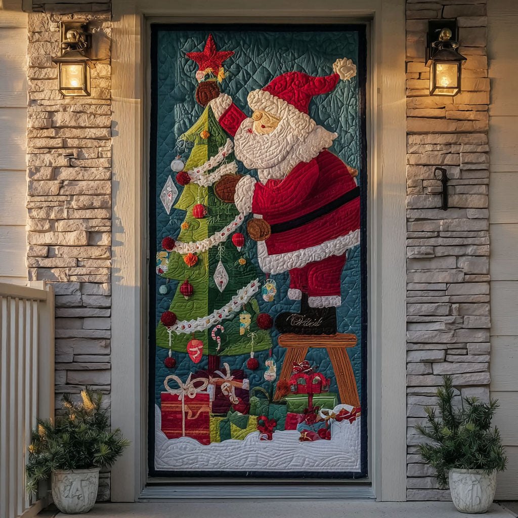 Festive Santa Delight Quilted Door Curtain printed door curtain