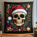 Festive Santa Skull Quilted Blanket printed blanket