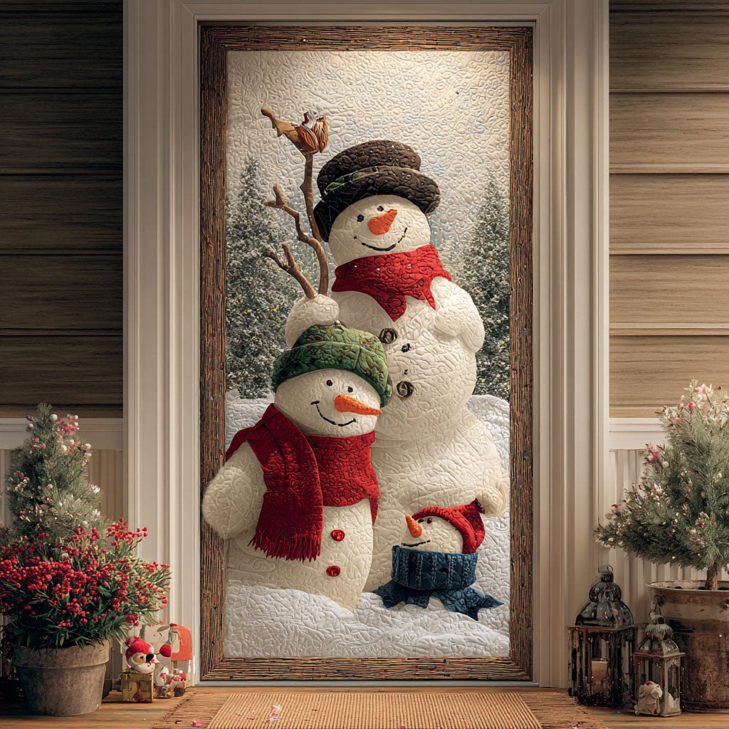 Festive Snow Stack Quilted Door Curtain printed door curtain