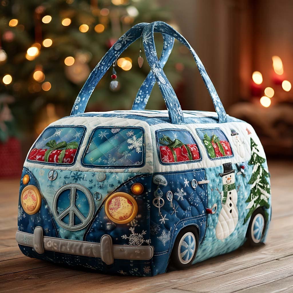 Festive Van Cruise Quilted Duffle Bag printed quilted duffle bag