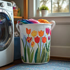 Field of Petals Quilted Laundry Hamper printed laundry hamper