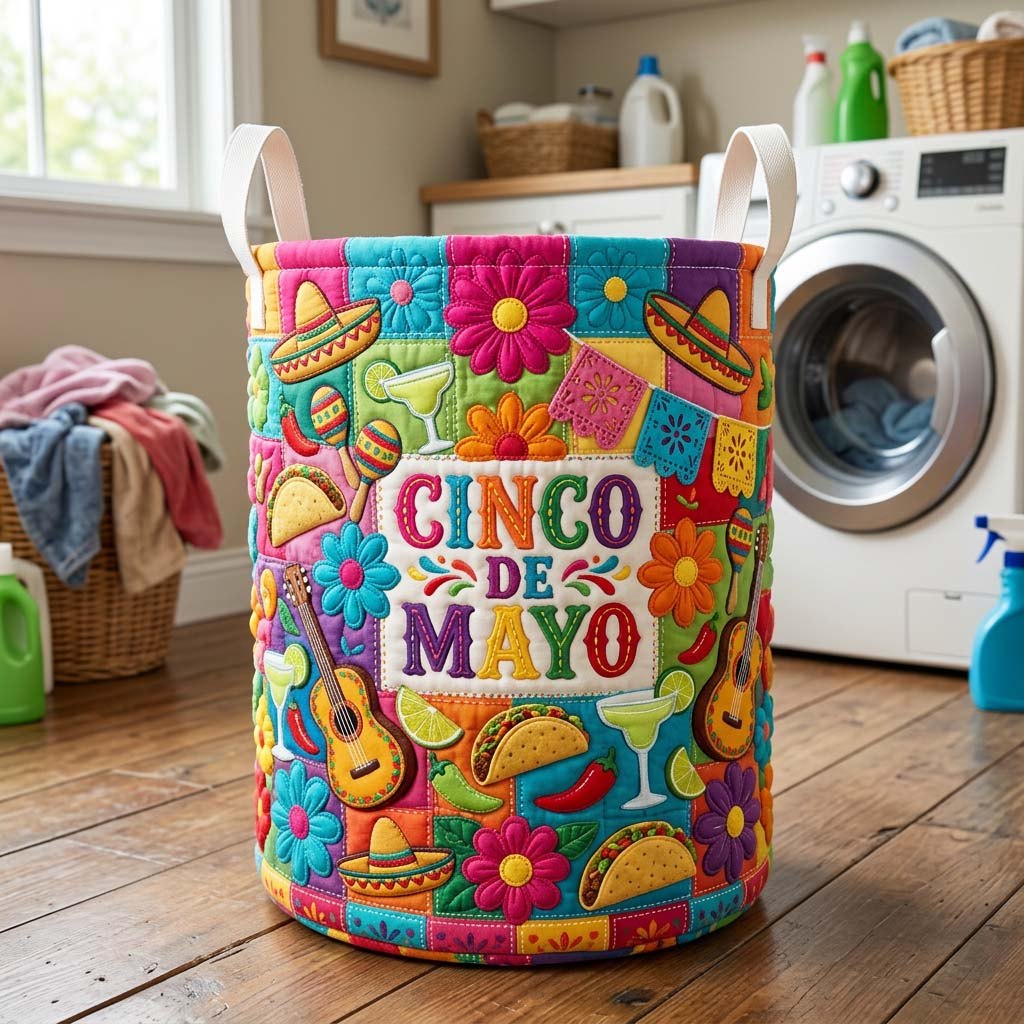 Fiesta Patch Quilted Laundry Hamper printed laundry hamper