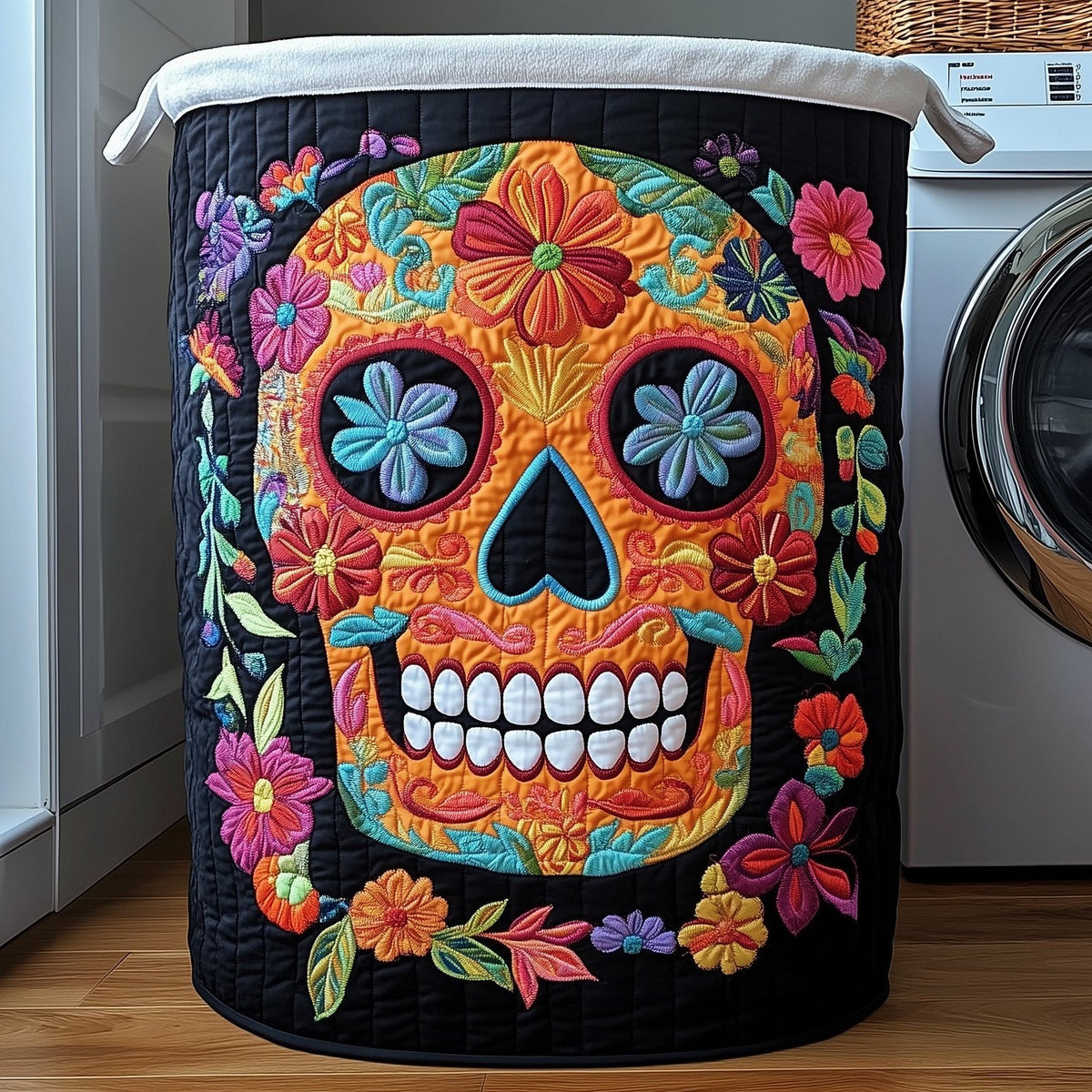 Fiesta Skull Quilted Laundry Hamper printed laundry hamper
