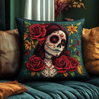 Fiesta Skull Vibes Quilted Cushion Cover printed cushion cover