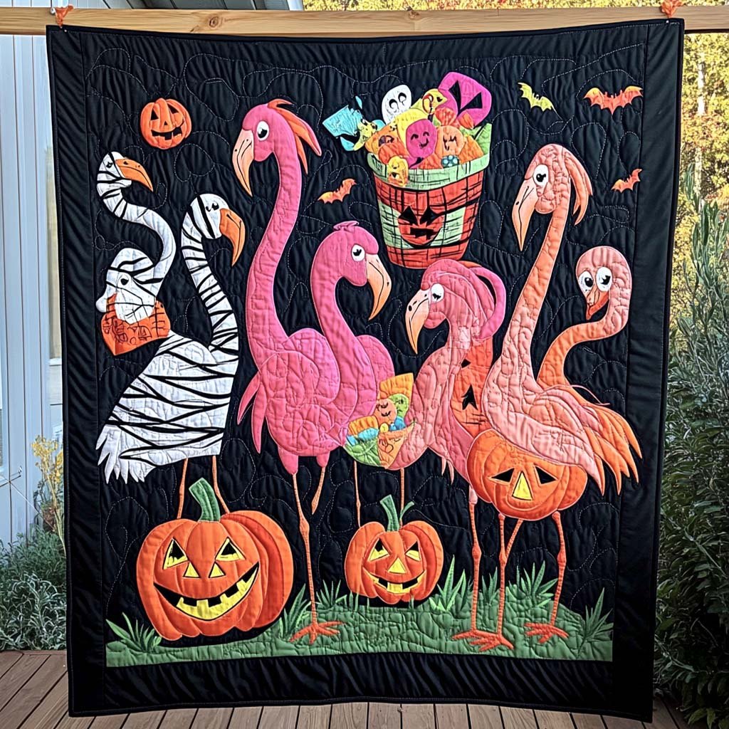 Flamingo Bliss Quilted Blanket printed blanket