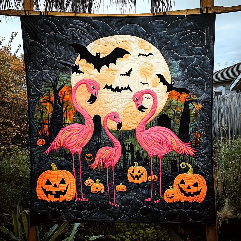 Flamingo Fantasy Quilted Blanket printed blanket