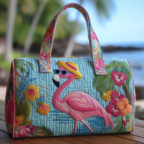 Flamingo Haven Quilted Duffle Bag