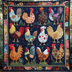 Floral Chicken Quilted Blanket printed blanket