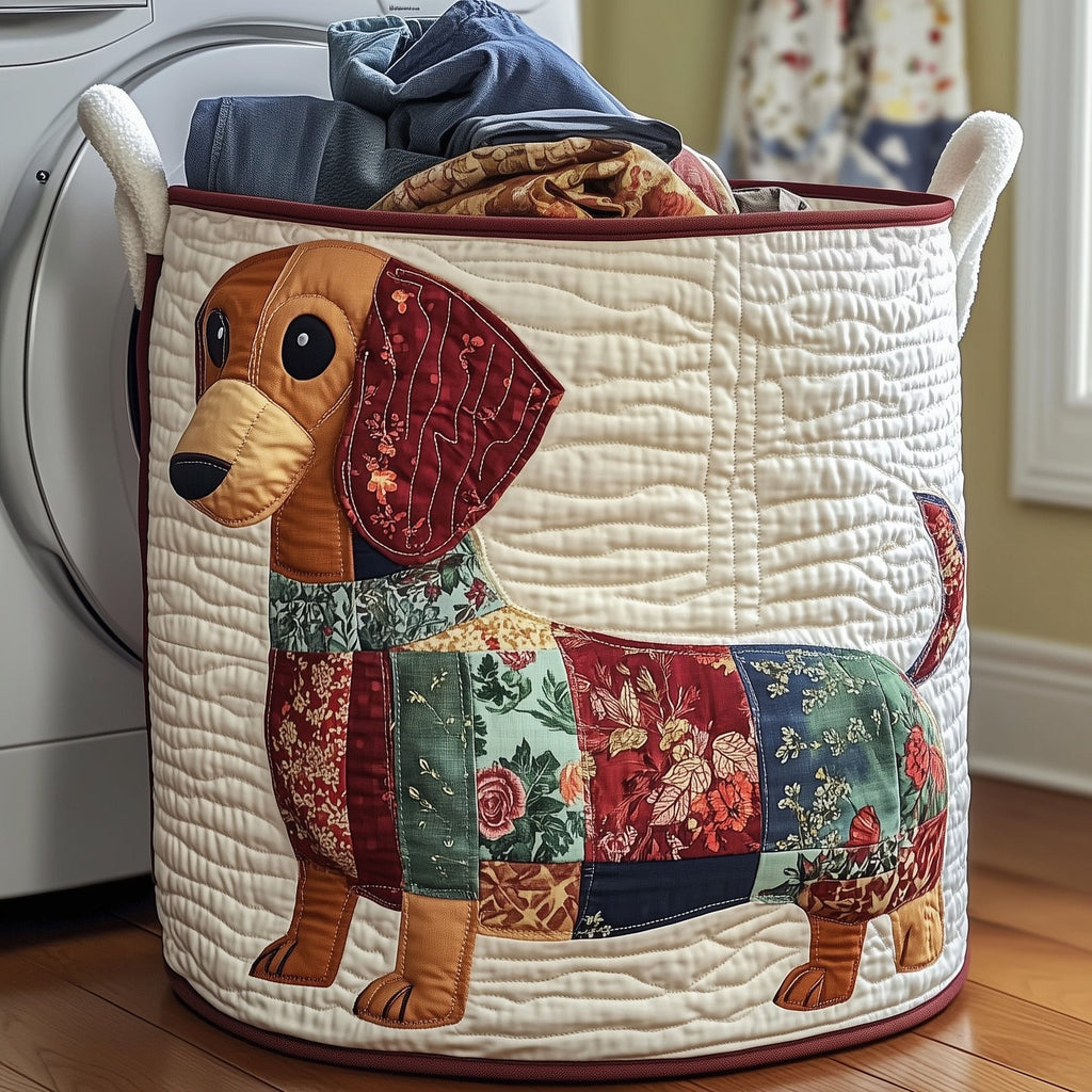 Floral Dachshund Quilted Laundry Hamper printed laundry hamper