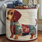 Floral Dachshund Quilted Laundry Hamper printed laundry hamper