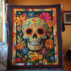Floral Fiesta Skull Quilted Blanket printed blanket