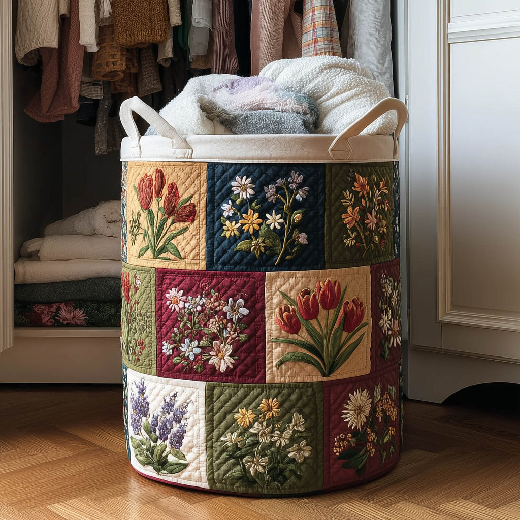 Floral Heaven Quilted Laundry Hamper printed laundry hamper