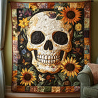 Floral Skull Artistry Quilted Blanket printed blanket