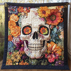 Floral Skull Charm Quilted Blanket printed blanket