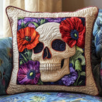 Floral Skull Charm Quilted Cushion Cover printed cushion cover