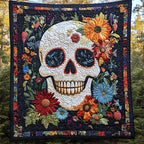 Floral Skull Love Quilted Blanket printed blanket